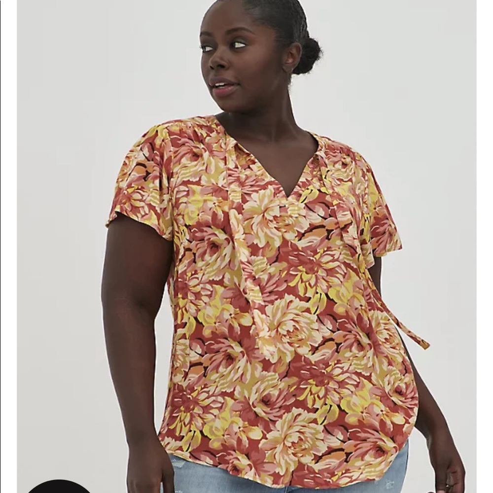 Torrid Rust Floral Peasant Blouse